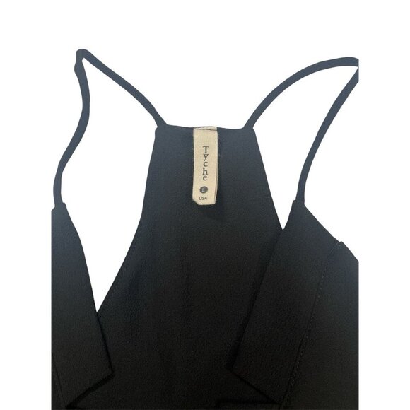 Tyche Textured Solid Double Notch Cami Top Black Size L - Picture 6 of 7